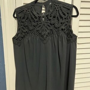 Express Black Lace Detail Top